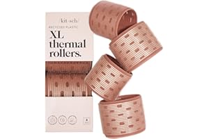‎KITSCH Kitsch XL Ceramic Thermal Hair Rollers for Short Hair - Velcro Rollers | Rollers Hair Curlers for Long Hair | Large Velcro Hair Roller Medium Hair | Self-Grip Hair Rollers | Velcro Curlers -4pcs Terra
