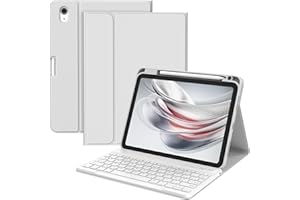 BQSS Coque Clavier pour iPad 10/11 Ème Génération(10.9 Pouces 2022/11 Pouces A16 2025), AZERTY Français, Housse Amovible avec Clavier Bluetooth sans Fil pour iPad 2022 10eme/11eme