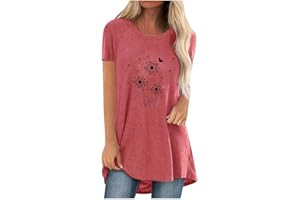 MICKURY Sommer Tops FüR Frauen 2022 Frauen Lady Fashion Oansatz Kurzarm Print Bluse Tuniken Shirts Top Tee