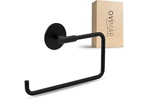 ‎OVIMAR ovimar Handtuchring Hopen | rechteckig | schwarz | ohne Bohren | modernes Design | Handtuchhalter für das Badezimmer | zum Kleben