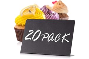 IRICUS 20 Pz Mini Pizarras 10x7 cm para Mesa - para Decoración de Bodas - Cumpleaños - Bares y Fiestas - Mini Carteles de Pizarra - Mini Letreros de Pizarra