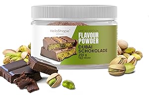 ‎HELLOSHAPE Hello Shape Flavour Powder Dubai Chocolate: Geschmackspulver fast ohne Kalorien – vegan, ballaststoffreich, mit Laktase, vielseitiges Flavour Pulver Lebensmittelaroma