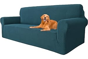 ‎YSTELLAA YSTELLAA Stretch Sofa überzug 3 Sitzer, Super Elastisch Sofabezug Mit Armlehnen Waschbarer, kratzfester rutschfest Sofa Cover für Hunde Katzen und Haustiere(Dunkelgrün, Sofa Breite 183cm-234cm)