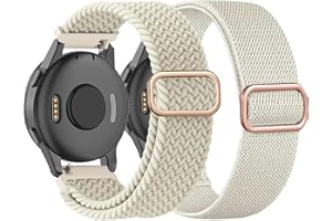 TUCOMO Pleciony elastyczny nylonowy pasek do zegarka Garmin Venu Sq, Venu Sq 2, Venu 2 Plus,z tkaniny z pętelką, 20 mm do Garmin Vivoactive 6, Vivoactive 5, Vivoactive 3, 2 szt., unisex