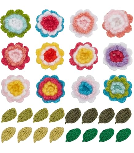 PATIKIL Pailletten Blumen Aufnäher - 50 Stück, 0,8/2cm Mit Kristall Perlen - Zum Aufnähen Auf Kleidung & Taschen