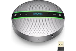 Kaysuda SP300 Altavoz Bluetooth 360º Captura de Voz 6 Micrófonos con cancelación de Ruido y Eco AI, Tiempo de Llamada de 18 Horas, Bluetooth 5.0/USB C/Dongle