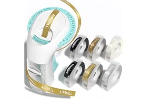 Airmall Etikettenprägegerät Prägegerät mit 6 Rollen 3D Prägebändern 9mm x 3m, Handgerät Vintage Beschriftungsgerät Prägegerät, Grün Handbuch Tragbare Etikettiergerät für Home Schule Küche und DIY