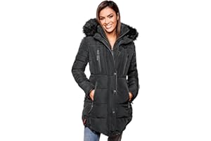 MARIKOO warme Damen Winter Jacke Winterjacke Parka Stepp Mantel lang B401