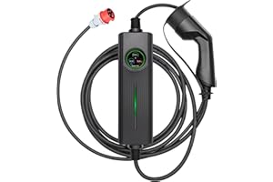 ‎MDDE Ev Ladegerät Typ 2 Ladekabel CEE 11kW mit Display Dreiphasig Elektrofahrzeug Ladekabel | 5 Meter | 6A-16A Stromadapter | IP65 | TÜV | IEC-62192-2 für Hybrid- und Elektrofahrzeugen (CEE 3phase 16A)