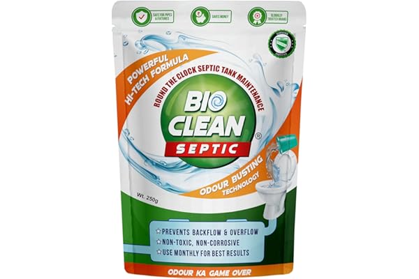 Bioclean Septic Tank Cleaning Powder Powerful Septic Tank Bacteria Septic tank Cleaner powder with Odour Removal Formula Reduces sludge buildup Septic Tank Treatment Powder Pack of 1(250gm)