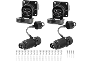 AGRISHOP 2Stück Anhänger Stecker 3polig 12v 24v und 2Stück Steckdose 3-Polig,3Poliger Stecker Steckdose Traktor Wasserfester Steckdose Stecker 3polig LKW mit Isolierhülse Draht Crimpklemmenblock