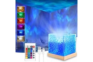 XM-MENGPANWEI Proyector Estrellas, Proyector Aurora Boreal Wave Lamp,Luz Nocturna Infantil 16 Colores,Recargable Cristal Cubo Luz Nocturna,Lampara Aurora Boreal para Niños y Adultos Decoracion Habitacion Fiestas