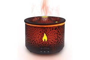 Seahelms Volcano Humidifier 360ML Humidifier Diffuser with Flame/Jellyfish Mist Modes,Flame Night Light & Remote Control,Waterless Auto Shut-Off,Timer Function,for Home,Bedroom, Office, Spa