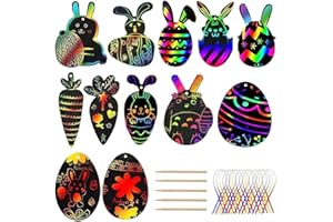 Faburo 36pcs Bastelset Ostern Kratzbild Anhänger von Ostereier Bastelset für Kinder zum Basteln zum Ostern