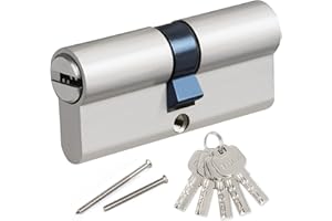 Hengsong Profil-Zylinder 35/35, Schließzylinder,mit starker Sicherheit gegen Diebstahl und Gewalt, geeignet für alle Arten von Türen, Metallsilber-Knaufzylinder, aus Zinklegierung, mit 5 Schlüsseln