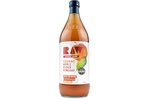 RAW VIBRANT LIVING Raw Organic Apple Cider Vinegar with the Mother, 1L - Raw, Unpasteurised and Unfiltered - Gut Health, Aids Digestion - Naturally Vegan