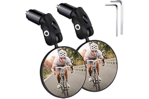 MEIANJU Bike Mirror 2 Pack - 360° Adjustable Blind Spot Mirror for Mountain/Road/E-Bikes, Anti-Vibration Safety Handlebar Accessories with HD Wide-Angle View (E-Bike Approved)