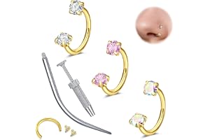 WillTen 18G septum piercing silver hästsko piercing, dubbel ädelsten hästsko näsring näsring, rostfritt stål brosk helix
