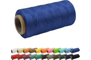 Uiopa 1mm Waxed Thread, 260m 150D Flat Leather Sewing Thread, Hand Stitching Thread Waxed Cord for Leather Craft, Bookbinding, Shoes Repairing, Bright Blue Cord
