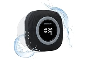 MEDION P66096 Radio de Douche avec Bluetooth (Radio de Salle de Bain, Radio FM, Ventouse, écran LED, étanche IPX6, Batterie intégrée) Noir