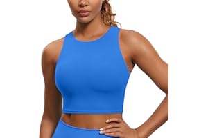 CRZ YOGA Damski biustonosz sportowy Butterluxe Racer Back Padded - koszulka treningowa z wysokim dekoltem i wbudowanym biustonoszem