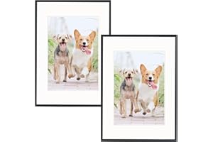 Weikani A3 Photo Frame con tappetino,2 Pack-29.7x42cm Nero Cornice Plexi-Glass,Certificate Frame for Wall Mount o Table Top Display,Set di 2