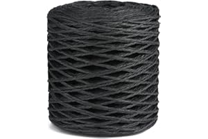 G2PLUS Cuerda de papel negro de 200 m, cinta de papel de rafia, cuerda de embalaje de regalo para manualidades, ganchillo, envoltura de regalos y decoraciones