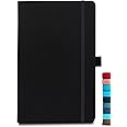 DOODLE A5 Executive Hard Bound PU leather Notebook Diary for Men Women | Executive Professional Office Diary with Elastic Band, Ribbon Bookmark & Pen Loop | 160 pages of 80 gsm | For Corporate and Personal use - Black
