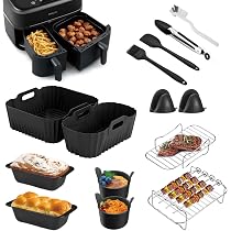 Moule Air Fryer Pour Philips 3000 Dual Basket 9 Litres, Plat Silicone Air Fryer Pour Philips Airfryer Série 3000 NA350/00, Réutilisable Moule Silicone Air Fryer Pour Philips 6/3L(NA350