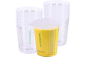 CANOPUS Tasses à Mesurer en Plastique Avec Couvercles 2130ml Pot de Melangeur Resine Epoxy, Coupelle de melange Epoxy, tasse graduee, Doseur Peinture, Pot melange Peinture, (12 Tasses + 3 Couvercles)