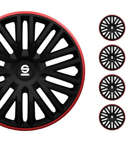 4-Delige J-Tec Wieldoppenset Orden R 15-inch zwart/oranje chroom ring