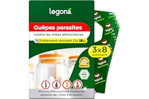 Legona Trichogrammes - 8 supports, 3 livraisons - Auxiliaires de lutte biologique contre les mites alimentaires pour cuisine et garde-manger