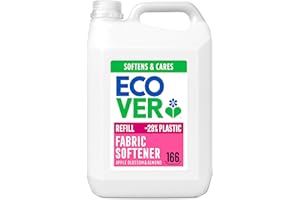 Ecover Fabric Softener Refill, Fabric Conditioner to Soften Your Clothes, Fresh Apple Blossom & Almond Scent 1 x 166 Washes, 1 x 5L