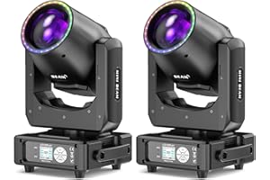 YESPICK 2 piezas Cabeza Móvil LED 230W 7R Beam Mini RGBW Iluminación de Escenario 14 Colores14 Gobos Luces de Fiesta dmx Prisma para Halloween DJ bar cumpleaños discoteca