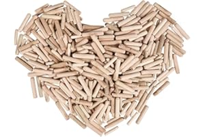 FOROREH 500pcs Chevilles en Bois Assorties M6 M8 M10, Tourillons en Hêtre, Cheville de Meuble φ6 * 30mm / φ8 * 40mm / φ10 * 40mm tourillon Bois pour Meubles en Bois Dur Rainuré