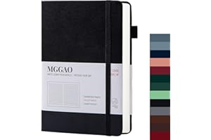 MGGAO A5 Diario rayado 100 GMS Papel grueso rayado con 188 páginas numeradas Cuaderno de tapa dura de cuero premium para escritura personal Estudio Oficina Viajes Grabación