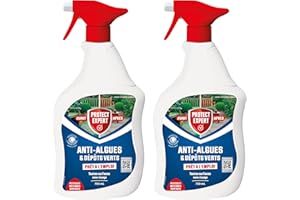 PROTECT EXPERT Anti Algues & Lichens - Anti-Dépôt Vert - 2x750ml - Prêt à l'emploi - Petites & Moyennes Surfaces DIMAXPAL1X2