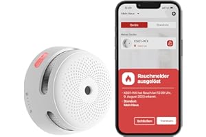X-Sense Intelligenter Rauchwarnmelder mit photoelektrischem Sensor und austauschbarer Batterie, WLAN-Rauchmelder, App-Benachr