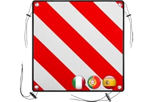 SROCHN 3 In 1 Warntafel Italien Spanien und Portugal, 50x50 cm PVC Rot Weiß Reflektierendes Warnschild mit 4x Spanngurte, für Heckträger Fahrradträger Wohnmobil