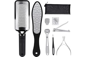 Umitive Hornhauthobel Hornhautraspel Hornhautentferner Set 8 Stücke, Edelstahl Fußfeile Kit für Fußpflege, Dicker Kallus and Hühneraugen Entfernen, Fußbad zu Hause
