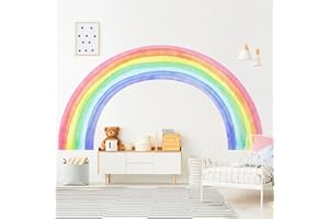 Supzone Adesivi Murali Bambini Grandi Arcobaleno 210 x 109 cm, Adesivi da Parete Acquerello Arcobaleno Decorazione Murale Ragazze Camere Bambini Camera da Letto Soggiorno