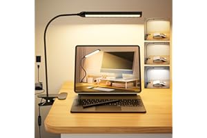 VIIVUU Lampada da Scrivania, Lampade da Scrivania Con Pinza, Caricatore USB Con Morsetto 3 Colore e 10 Luminosità,Lampade da Scrivania 6W 72 LED Per Ufficio, Studio, Libro, Lavoro, Letto (Black, 40cm)