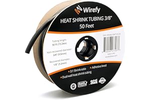 Wirefy 3/8" Heat Shrink Tubing - 3:1 Ratio - Adhesive Lined - Marine Grade Heat Shrink - Black - 50 Feet Roll