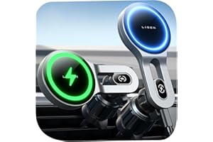‎LISEN LISEN Magsafe Ładowarka samochodowa 15W, [360° obrót o] uchwyt samochodowy na telefon, magnetyczny uchwyt samochodowy bezprzewodowa ładowarka do Apple iPhone 15 14 13 Pro Max i smartfonów