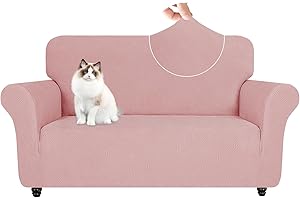 YSTELLAA Copridivano 2 Posti con Braccioli, Copri Divano AntiGraffio Gatto Cani, Copridivani Elasticizzati, Universale Fodera Divano Moderno, Sofa Cover Antiscivolo Antimacchia, Rosa