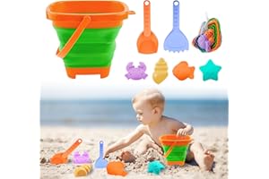 Hillylolly Składane wiadro plażowe, składane wiadro plażowe dla dzieci, składane silikonowe wiadro, składane wiadro plażowe, z łopatką i grabią, na plażę, miska dla psa