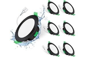 ALUSSO LIGHTING Spot LED Encastrable, 7W Spot Led Dimmable 230V, Blanc Chaud 3000K Blanc Neutre 4000K Blanc Froid 6500K Réglable, Spot Led Extra Plat 29mm, spot salle de bain IP44, Lot de 6 Rond Noir