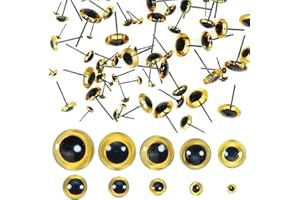 TOAOB 100Pièces 3 mm à 12 mm Marron Yeux de Poupée d'animaux en Peluche en Verre Cristal Rond avec Goupille en Acier pour Marionnette DIY Artisanat Bijoux
