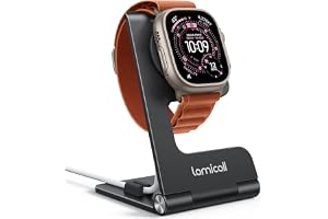 Lamicall vikbar laddningsstativ för Apple Watch - [Ultra-tunn] Skrivbordsladdningshållare med kabelorganiserare, bärbar resed