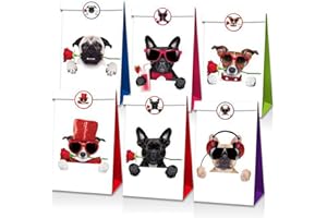 COSFAN Paquete de 12 bolsas de golosinas con patrón de perro, bolsas de dulces para cachorros, bolsa de papel de animales para perros con pegatinas, bolsas de regalo para fiestas de perros